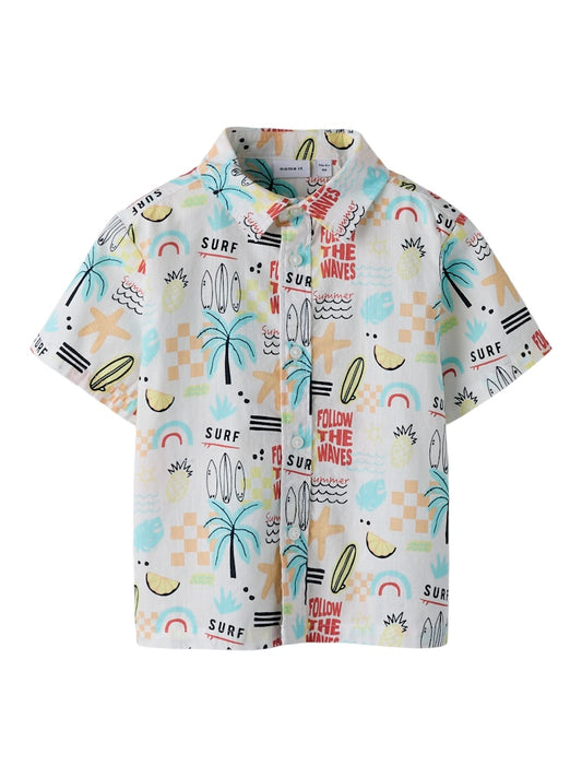 Skjorta Kortärmad Beach Fhest Mönstrad Vit
