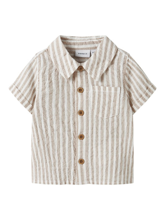 Skjorta Kortärmad Fedenis B Randig Beige/Vit