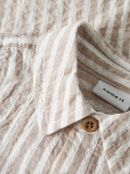 Skjorta Kortärmad Fedenis B Randig Beige/Vit