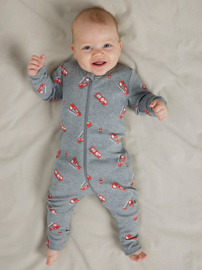 2-pack Pyjamas Brandbilar Dragkedja Blå/Grå