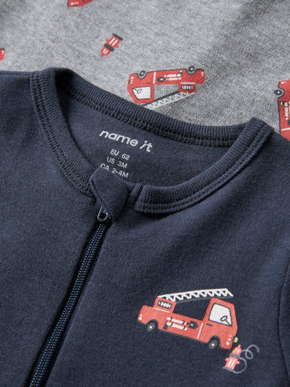 2-pack Pyjamas Brandbilar Dragkedja Blå/Grå