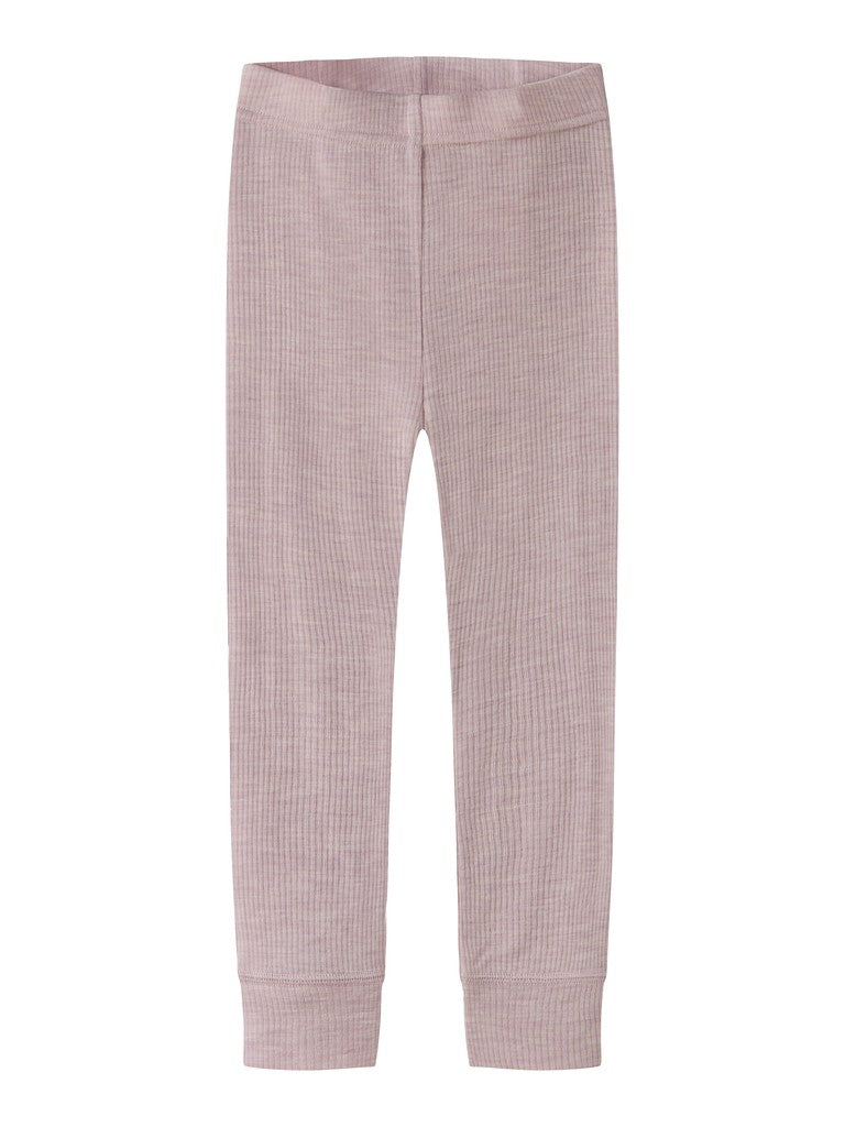Leggings Merinoull Wax M Ribbad Enfärgad Rosa