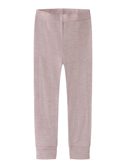 Leggings Merinoull Wax M Ribbad Enfärgad Rosa