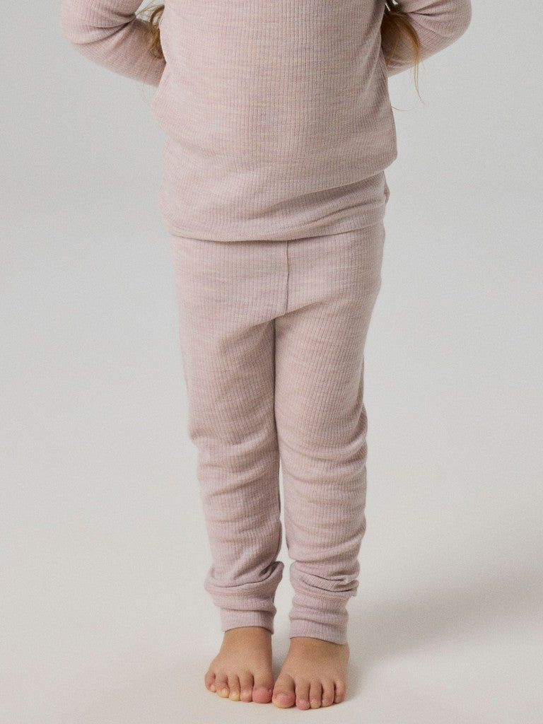 Leggings Merinoull Wax M Ribbad Enfärgad Rosa