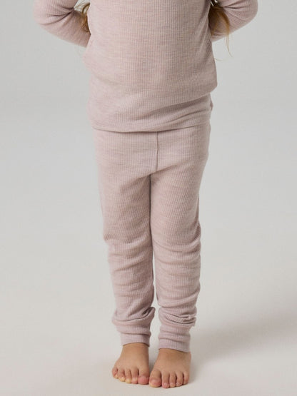 Leggings Merinoull Wax M Ribbad Enfärgad Rosa