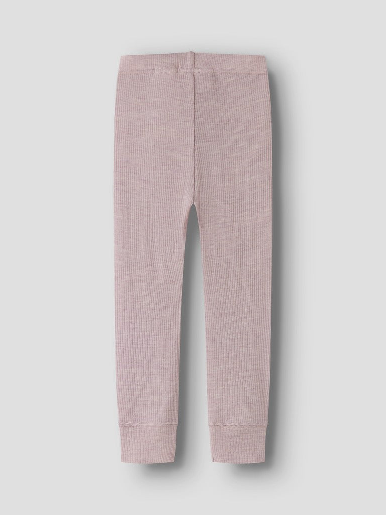 Leggings Merinoull Wax M Ribbad Enfärgad Rosa