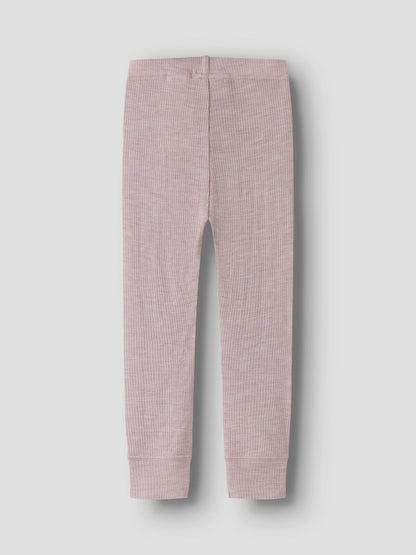 Leggings Merinoull Wax M Ribbad Enfärgad Rosa