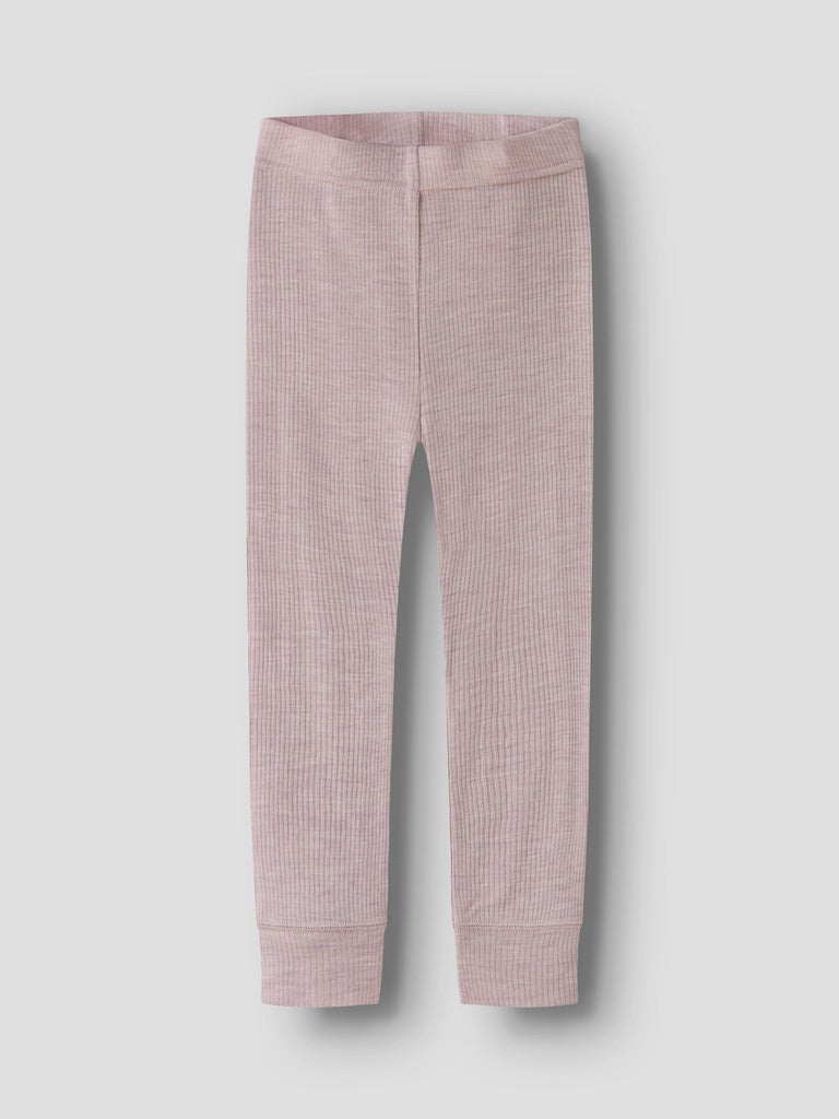 Leggings Merinoull Wax M Ribbad Enfärgad Rosa