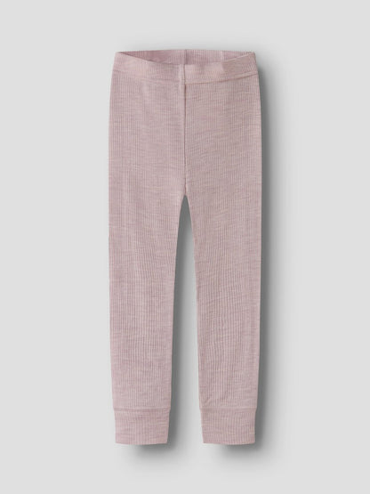 Leggings Merinoull Wax M Ribbad Enfärgad Rosa