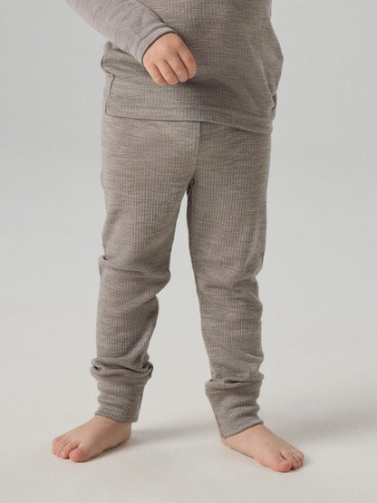 Leggings Merinoull Wax M Ribbad Enfärgad Beige