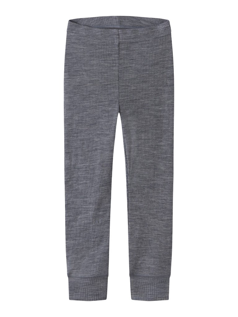 Leggings Merinoull Wax M Ribbad Enfärgad Blå