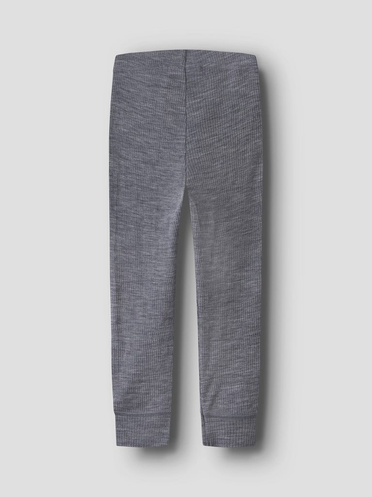Leggings Merinoull Wax M Ribbad Enfärgad Blå