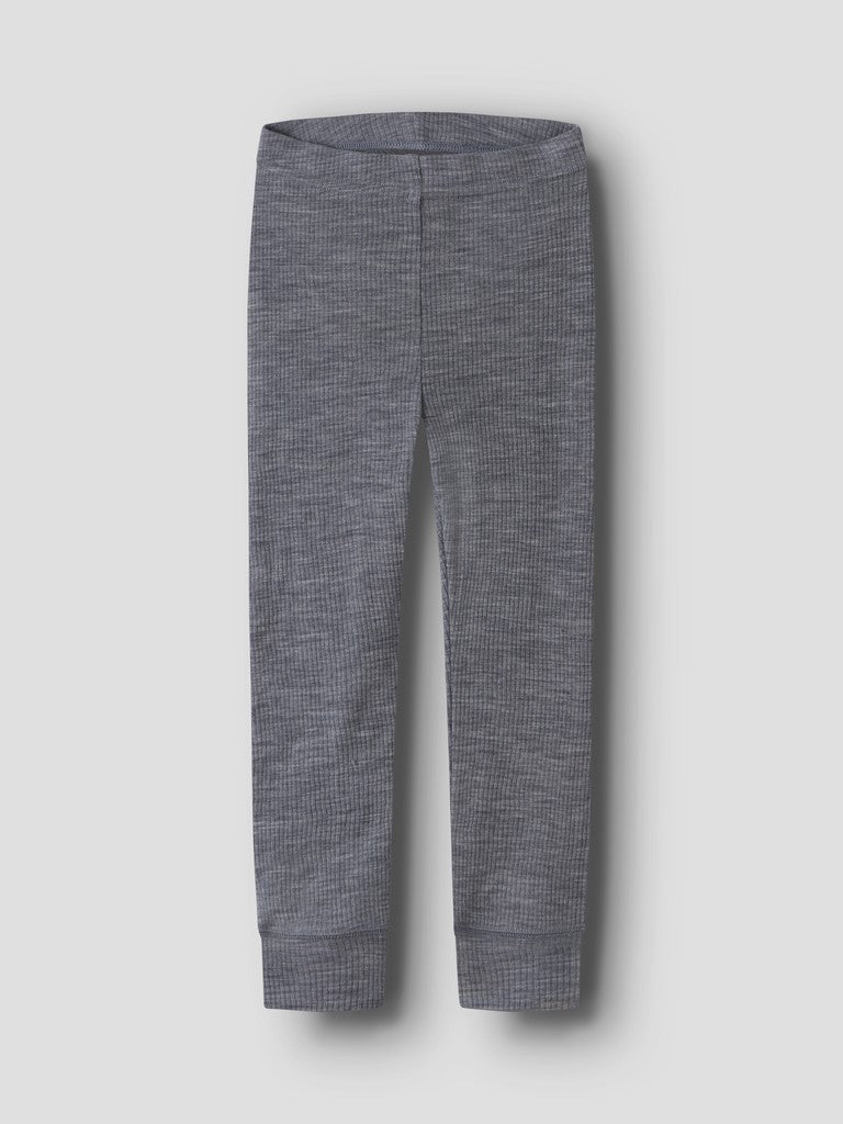 Leggings Merinoull Wax M Ribbad Enfärgad Blå