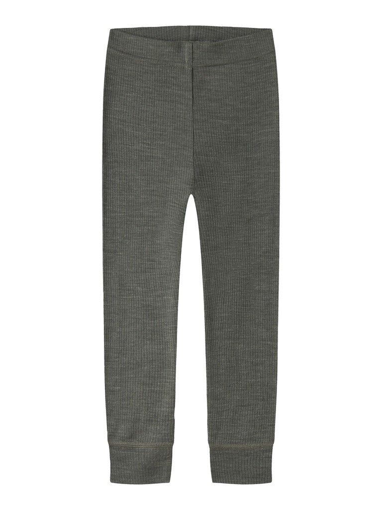 Leggings Merinoull Wax M Ribbad Enfärgad Grön