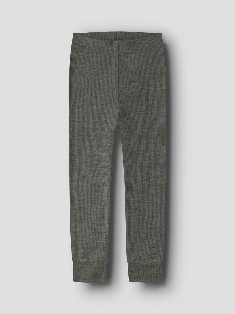 Leggings Merinoull Wax M Ribbad Enfärgad Grön