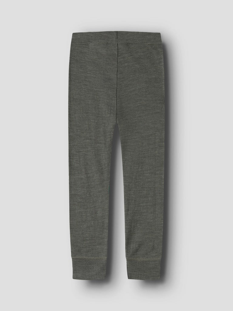 Leggings Merinoull Wax M Ribbad Enfärgad Grön