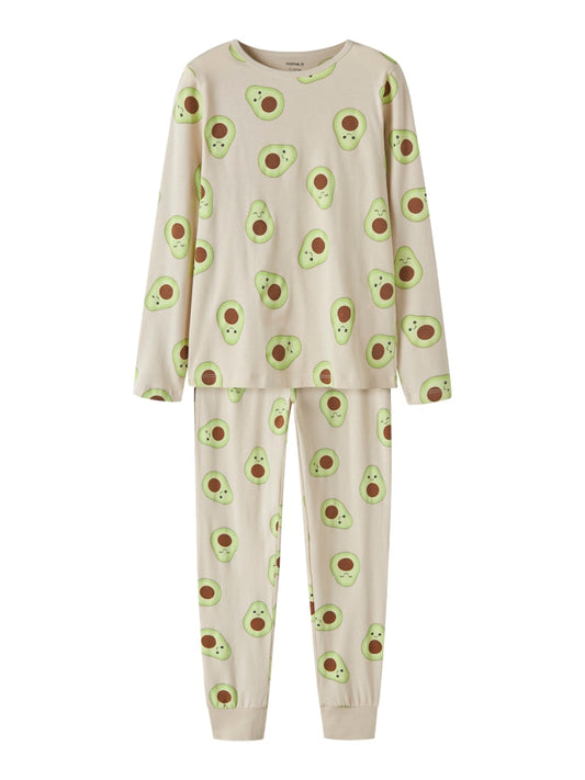 Pyjamas Långärmad Avocado M Beige