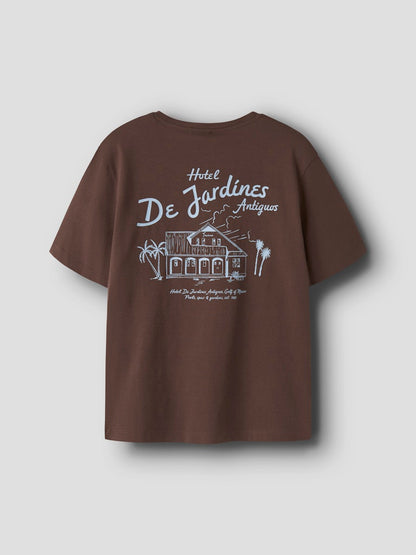 T-shirt Kortärmad Haslo Backprint Brun