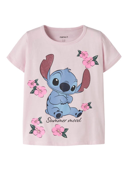 T-shirt Stitch Kortärmad Ann Glitter Rosa