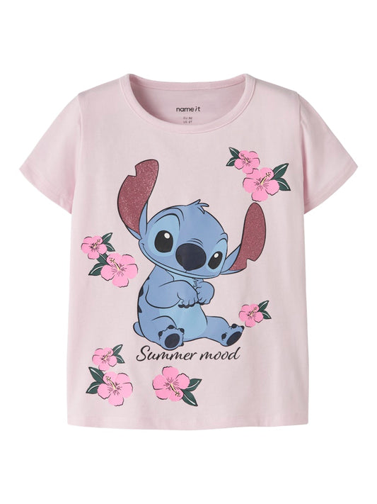 T-shirt Stitch Kortärmad Ann Glitter Rosa