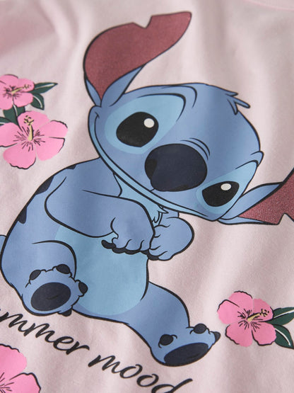 T-shirt Stitch Kortärmad Ann Glitter Rosa