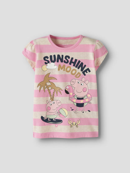 Kortärmad Topp Greta Gris Randig Arra Rosa