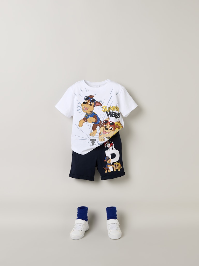 T-shirt Paw Patrol Chase Marshall Rubble Macas Vit