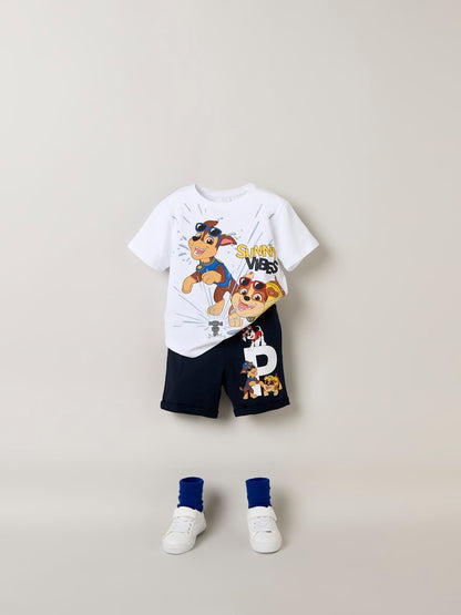 T-shirt Paw Patrol Chase Marshall Rubble Macas Vit