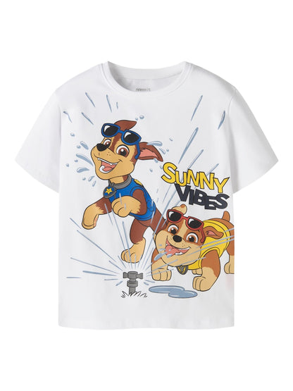 T-shirt Paw Patrol Chase Marshall Rubble Macas Vit