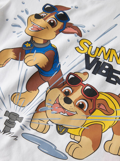 T-shirt Paw Patrol Chase Marshall Rubble Macas Vit