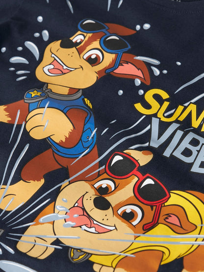 T-shirt Paw Patrol Chase Marshall Rubble Macas Marinblå