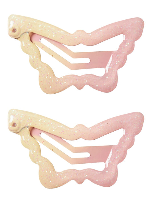 Hårspännen 2-p Fjäril Gul