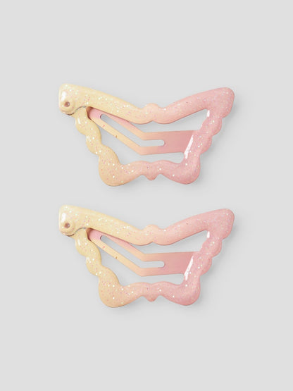 Hårspännen 2-p Fjäril Gul