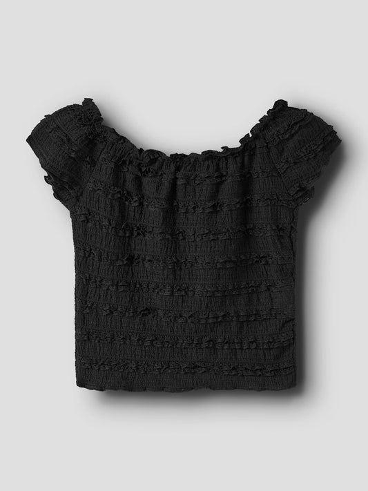 Topp Haldora Krinklad Enfärgad Svart