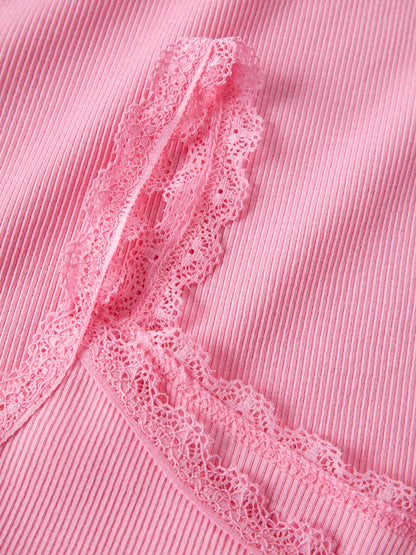 Linne/Topp Harisa Ribbat Enfärgat Rosa