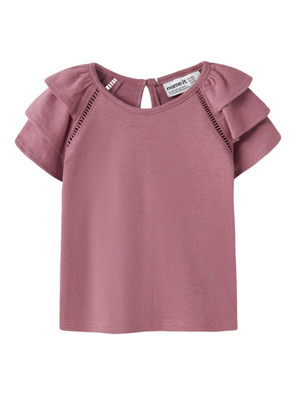 Kortärmad Topp Huda Enfärgad  Rosa