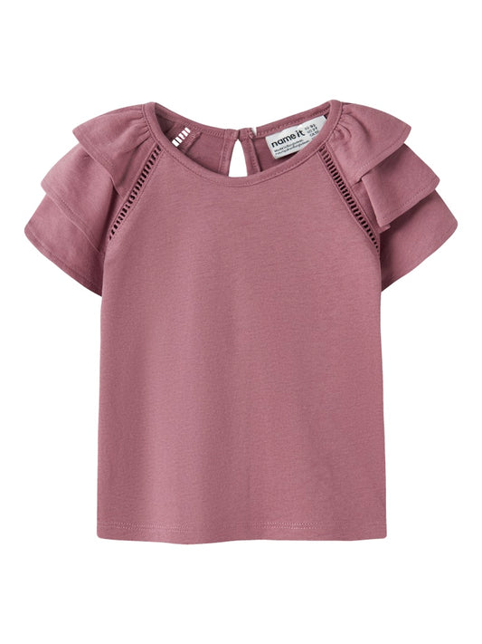 Kortärmad Topp Huda Enfärgad  Rosa