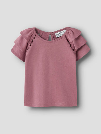 Kortärmad Topp Huda Enfärgad  Rosa