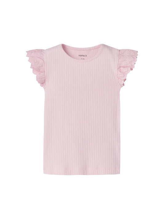 Topp Kortärmad Ribbad  Havelle Enfärgad Rosa