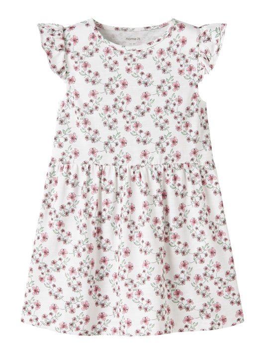 Klänning Kortärmad Hailedo Mönstrad Blommor Vit