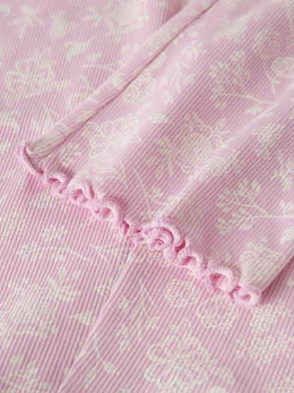 Byxa Bootcut Vemia Ribbade Blommor Rosa