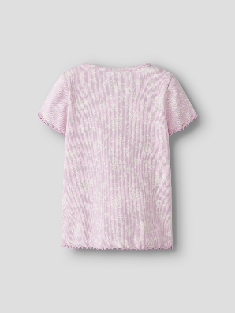 Topp Vemia Kortärmad M Ribbad Blommor Rosa