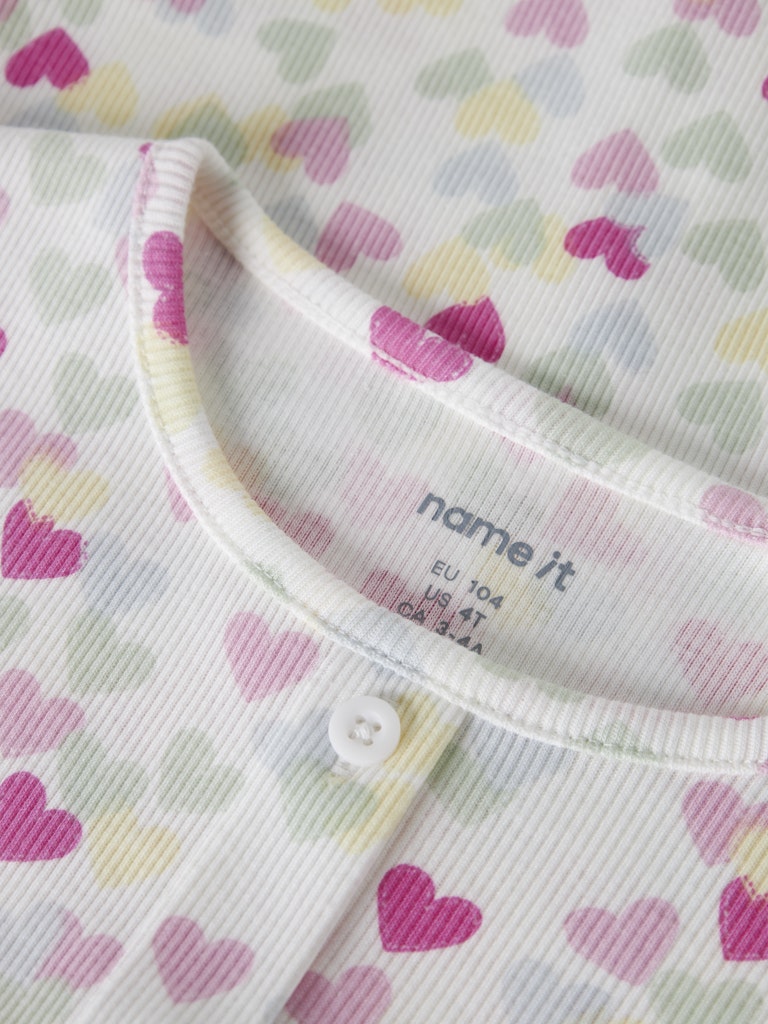 Topp Vemia Kortärmad Ribbad Hjärtan Vit