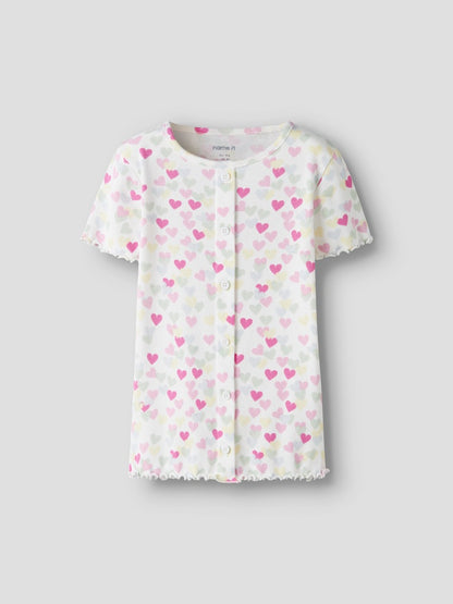 Topp Vemia Kortärmad Ribbad Hjärtan Vit