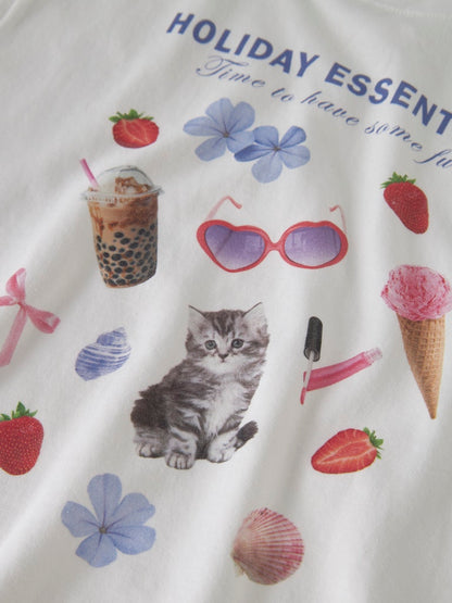 Topp Kortärmad Holiday Votea Vit