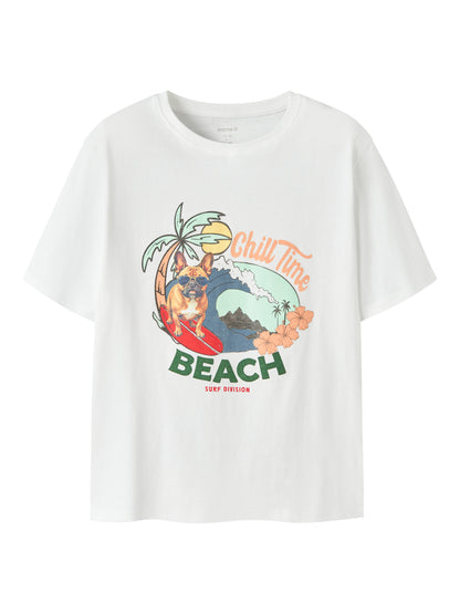 T-shirt Jowi Chill Time Hund Vit