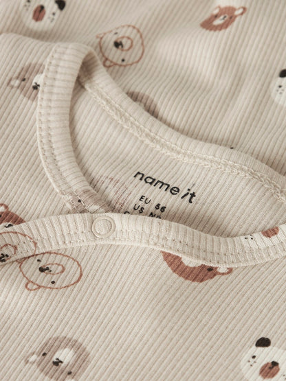 Omlottbody Långärmad Joppi Mönstrad Djur Beige