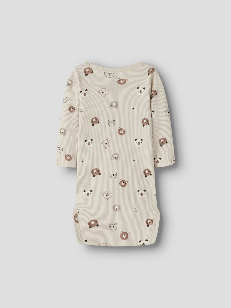 Omlottbody Långärmad Joppi Mönstrad Djur Beige
