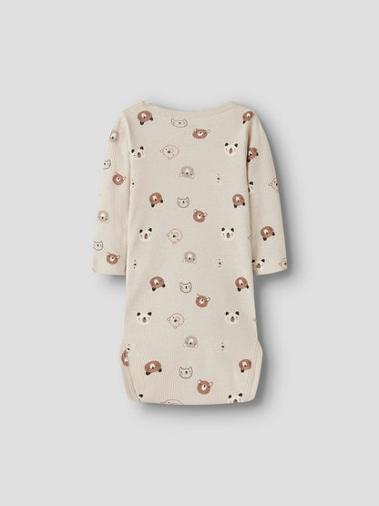 Omlottbody Långärmad Joppi Mönstrad Djur Beige