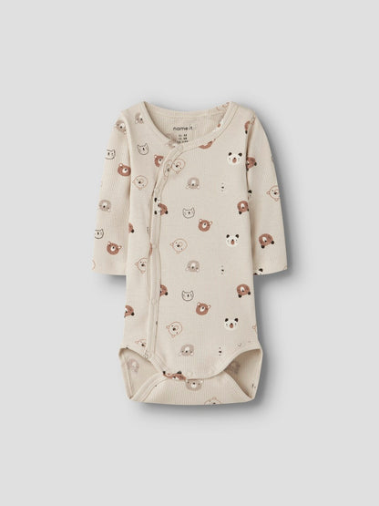 Omlottbody Långärmad Joppi Mönstrad Djur Beige